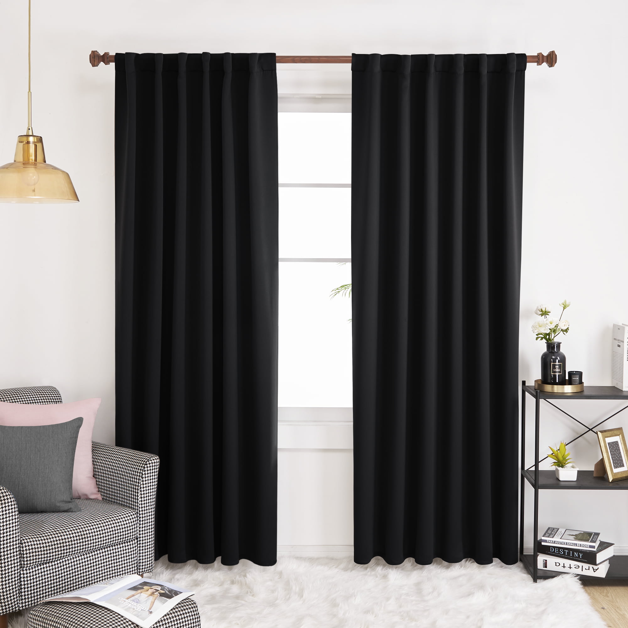Details about   Black 84 inch Long Fire Rated/Treated Velvet Curtain Panel w/Rod Pocket Drape 