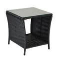 thumbnail image 4 of Tcbosik Patio Side Table, Outdoor Wicker End Table with Glass Top and Storage Shelf for Porch Garden Backyard, Black, 4 of 11