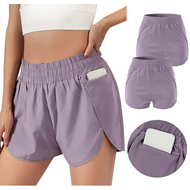 CAICJ98 Gym Shorts Women Womens Athletic Shorts High Waisted Running Shorts  Casual Summer Workout Shorts Purple,L