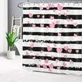 thumbnail image 3 of Black and White Striped Shower Curtain for Bathroom Modern Abstract Stripe and Pink Heart Aesthetic Shower Curtain with 12 Hooks Valentine''s Day Bathroom Curtains Shower Set 72x72 Inch, 3 of 4