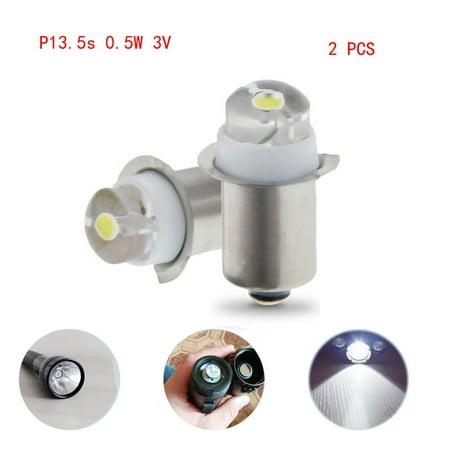 

CENL 2pcs 3/4.5/6V 0.5W 6000K White LED P13.5S Replacement Bulb for Flashlight Torch