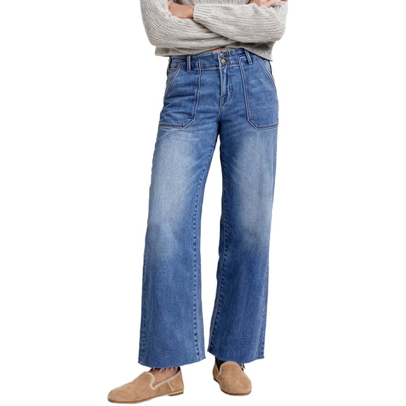 EMMIOL Women's Baggy Boyfriend Jeans Y2K Trendy Stretchy Mid Rise Wide Leg Loose Fit High Waisted