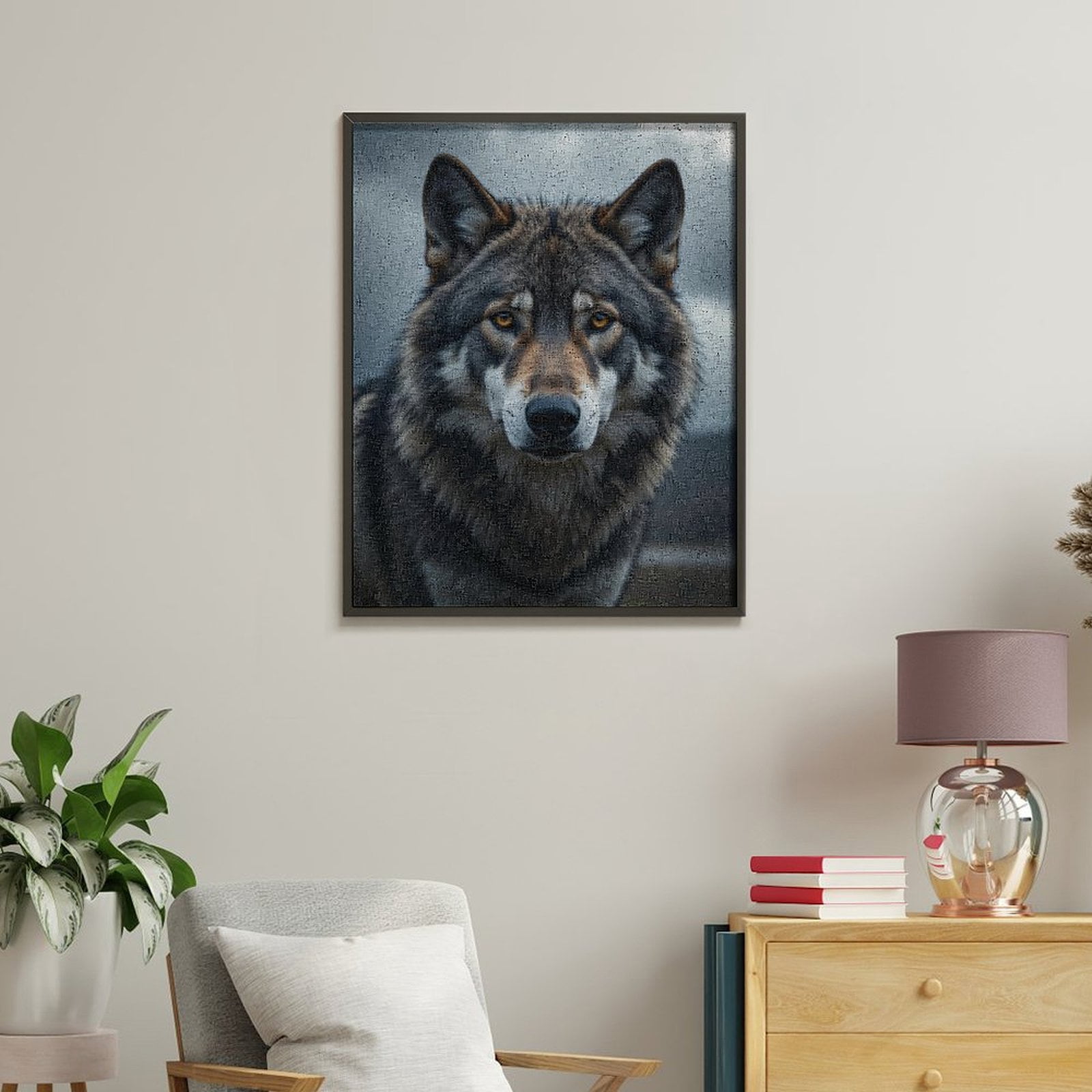Paint By Numbers Kit for Adults Beginner - DIY Majestic Wolf Under Cloudy Sky Canvas Painting Kits for Adults, Frameless Paint By Number for Adults for Home Wall Decor 16x20 Inch