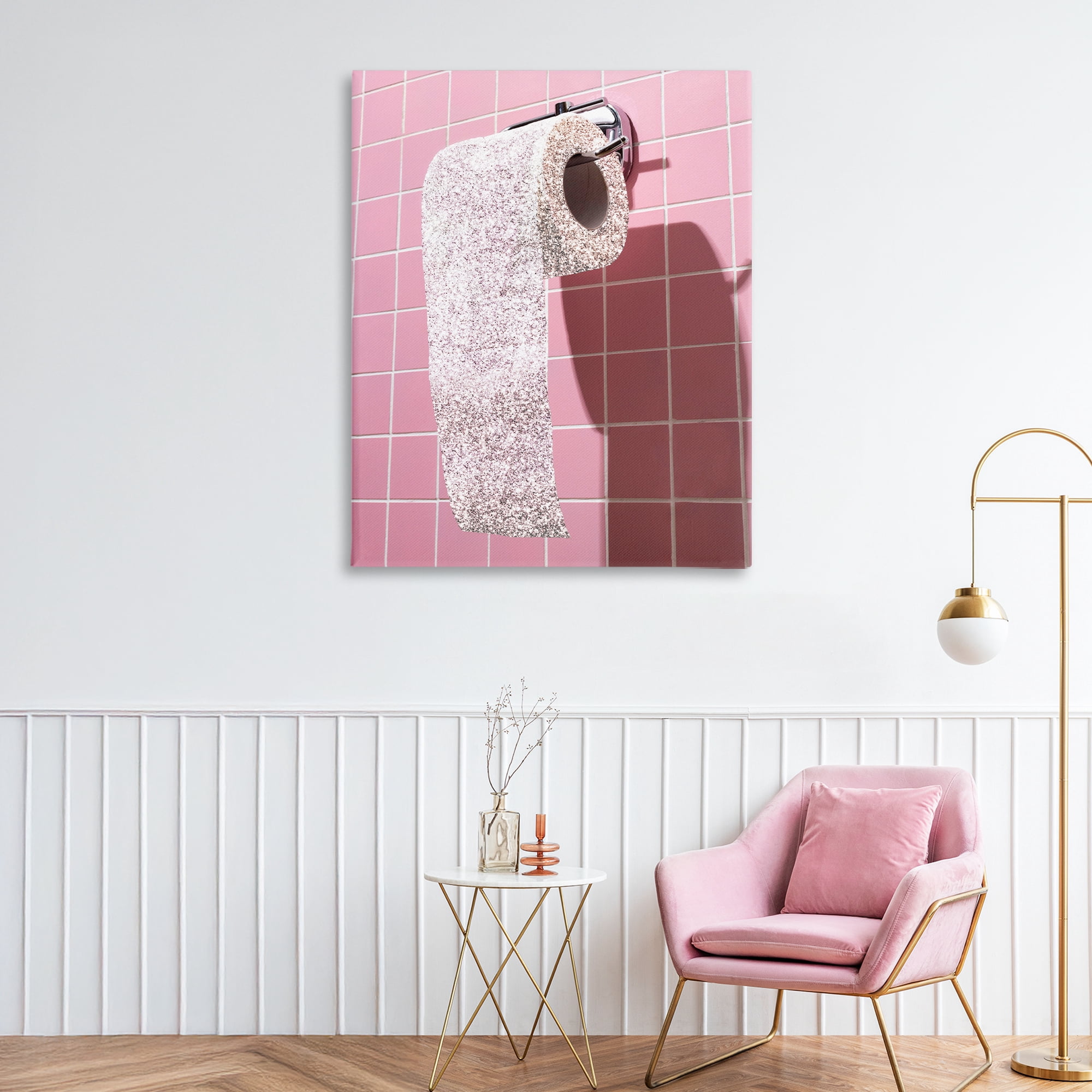 Stupell Industries Glitter Pink Toilet Paper Canvas Wall Art, design by CAD Designs