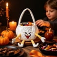 thumbnail image 4 of Halloween Pumpkin Candy Buckets Baskets with Legs, Halloween Goodie Candy Treat Snack Cookie Gift Wrap, Party Favors Supplies Decorations - White, 4 of 6
