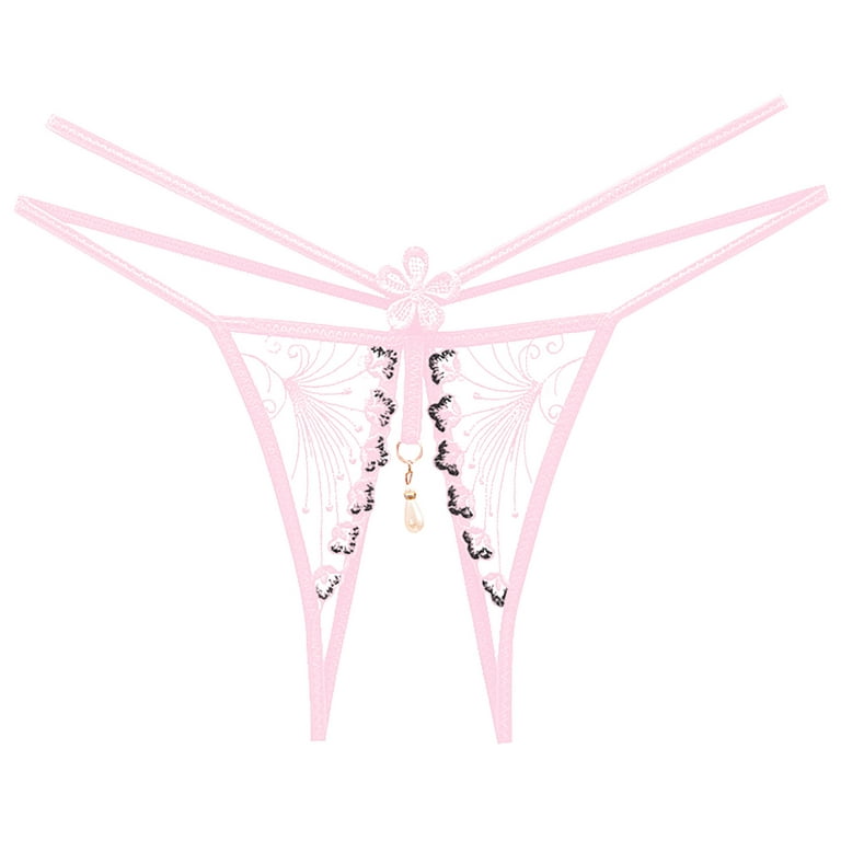 HUPOM Satin Panties Panties In Clothing Open Crotch Leisure Tie Comfort  Waist Pink One Size
