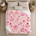 thumbnail image 4 of Strawberry Cakes And Milkshakes With Sweet Hearts, Soft Flannel Blanket with Sweet Watercolor Repeat Print, Housewarming Gift and Home Decor for Bedroom and Living Room, 4 of 7