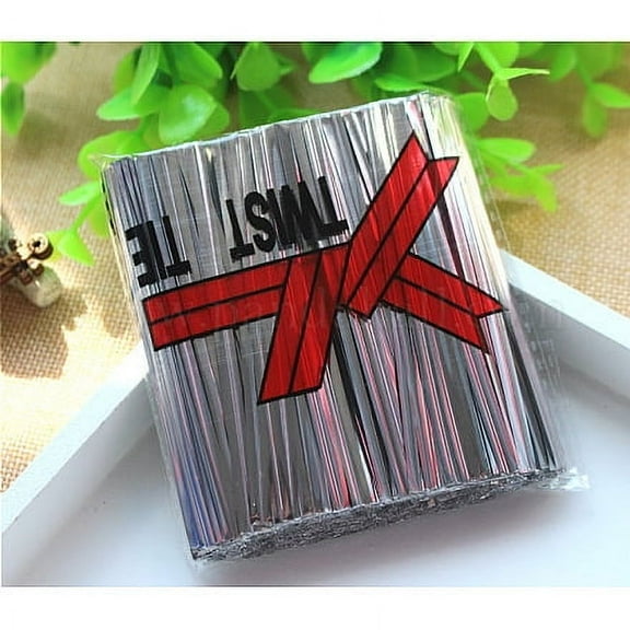 Plastic Wire Twist Ties with Iron Core Bread Candy Bag Ties Silver 79x3.8x0.3mm about 720pcs/bag