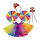 thumbnail image 1 of Disfraz infantil de malla, cómodo, con capas de arcoíris, para mascaradas navideñas. 4 piezas, 1 of 8