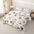 thumbnail image 3 of Homewish Funny Spooky Animal Twin Quilt Set, Halloween Pumpkin Lantern Twin Coverlet Set, Off White Orange, 2-Piece 1 Bedspread and 1 Pillowcase, 3 of 7