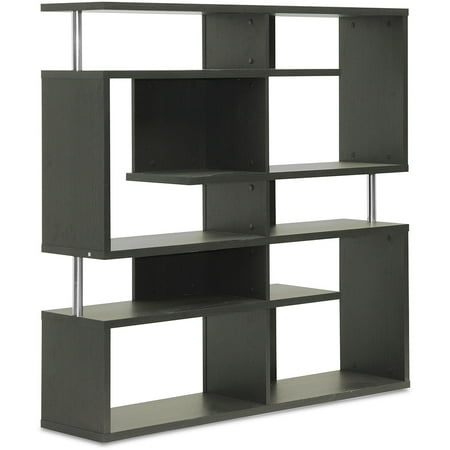 bookshelf height brown medium kessler modern dark walmart