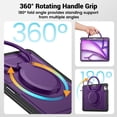 thumbnail image 5 of FJLBDE Case for iPad Air 13 Inch M3 2025/M2 2024 12.9 inch (3rd/4th Gen) with 360 Rotating Stand, Shoulder Strap, Heavy Duty Shockproof Cover, Purple, 5 of 7