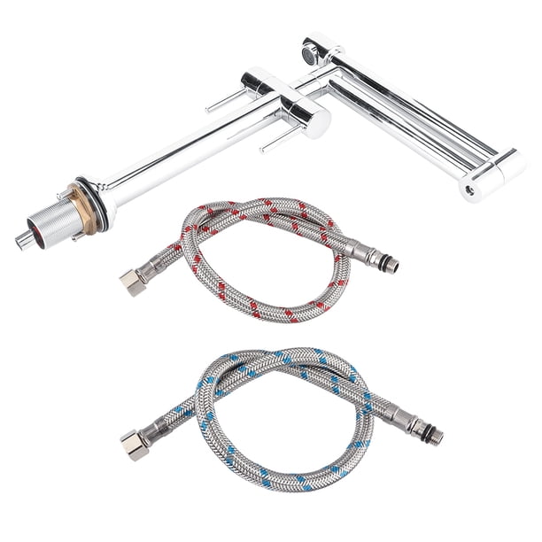 G1/2 Thread 360 Degrees Rotation Faucet with 2 Handles Folding Cold Hot ...
