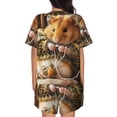 thumbnail image 6 of Uemuo Modern Floral Guinea Pig Pattern Women's Short-Sleeved Pajama, Button-Front Loungewear, 2-Piece Summer Sleepwear, Elastic Drawstring Shorts-X-Large, 6 of 7