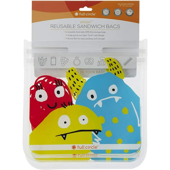 CPDD ZipTuck, Reusable Sandwich Bag Set, Monster Monster