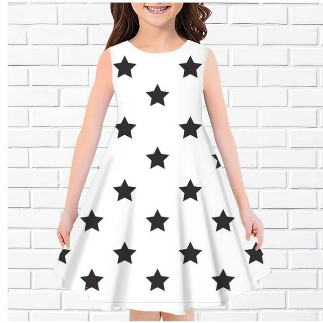 LOVZFMLL Robe d'Été Sans Manches à Col Rond Imprimée pour Filles