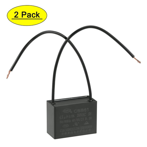 Uxcell 4.5uF 250V AC 2 Wires CBB61 Ceiling Fan Capacitors 2 Pack