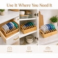 thumbnail image 6 of FOUKUS Container Lid Organizer: Bamboo Kitchen Storage Organizer with Adjustable Dividers for Plastic Lid Organizer, Food Container Lid Organizer for Cabinet, Drawer, Pantry & Countertop Organization, 6 of 6