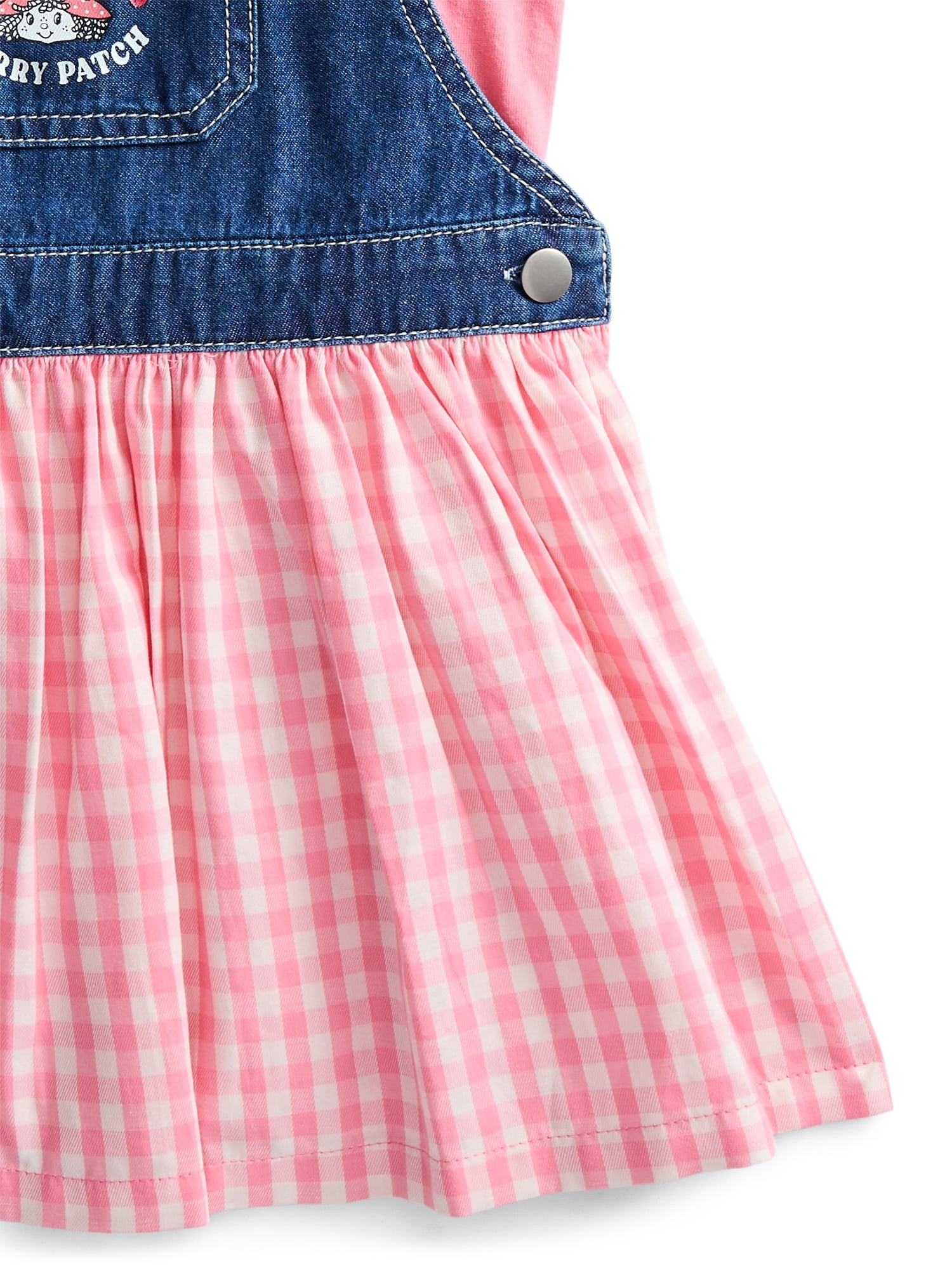 Strawberry Shortcake Toddler Girls Denim Gingham Skirtall and Puff