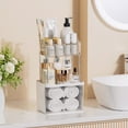 thumbnail image 6 of DELAMU 2 Layer Makeup Organizer with Drawer, Makeup Storage Bathroom Vanity Lipstick Brush Holder Skincare Organizer, Clear White, 6 of 9