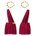 thumbnail image 5 of Sxiwei Men Ancient Greek Roman Toga Costume One Shoulder Strap Suspender Ruffle Skirt with Headwear Burgundy L, 5 of 7
