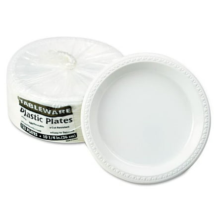 

Tablemate Plastic Dinnerware Plates 10.25 dia White 125/Pack (TM10644WH)