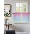 thumbnail image 3 of Pink Blue Ombre Striped Tier Curtains 36 Inch Length,Sheer Curtains for Bedroom Living Room Vintage Stripes Farmhouse Line Short Kitchen Curtains Drapes for Small Half Window 27.5"x36" 2 Panels, 3 of 7