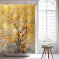 thumbnail image 4 of Yellow Tree Shower Curtain, Boho Retro Rustic Style Vintage Flower Blossom Plant Autumn Natural Landscape Yellow Golden Leaf Bathroom Bath Decor Shower Curtain Set,12 Hooks 72x72 Inch, 4 of 6