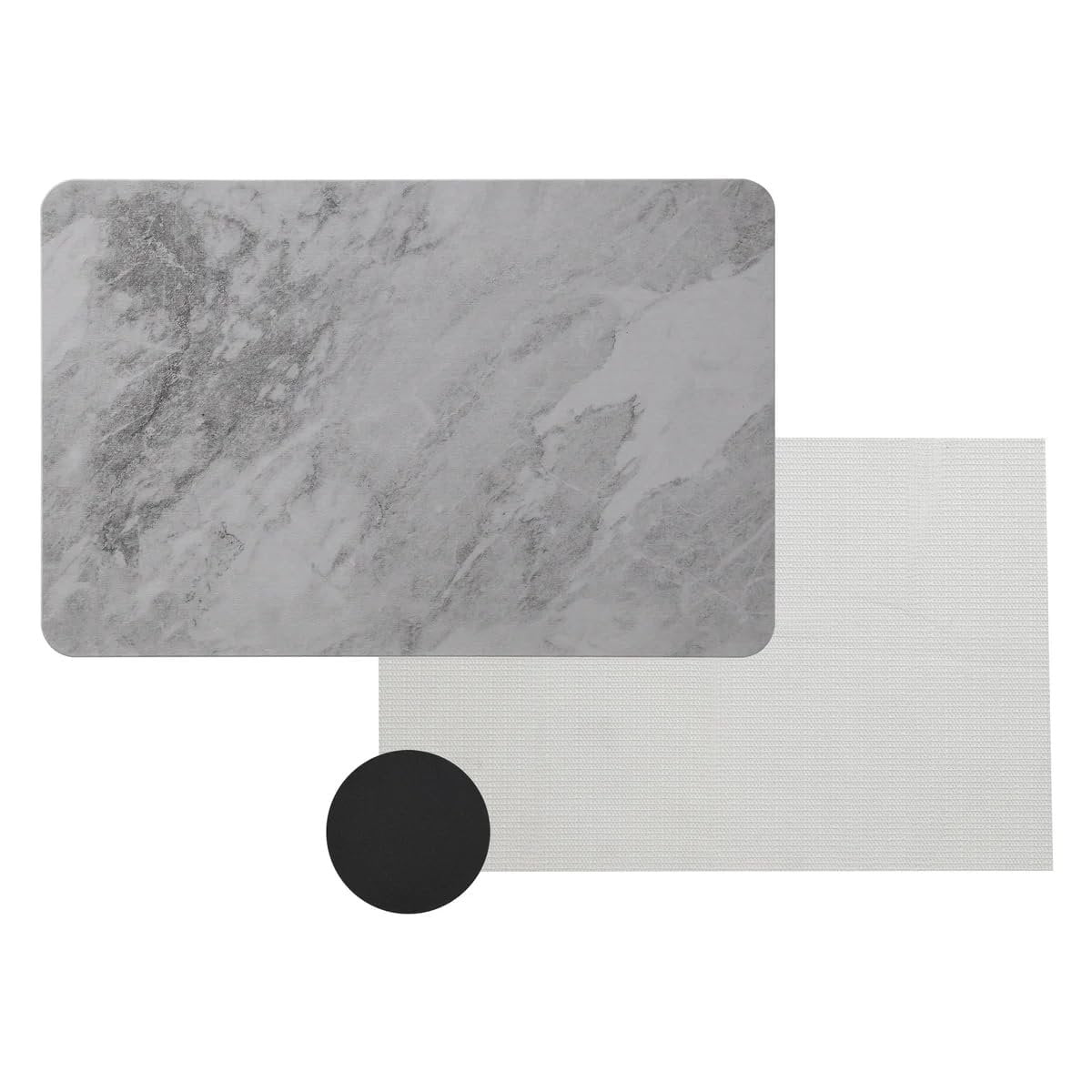 J&V TEXTILES Marble 24x15 Stone Bath Mat Diatomaceous Earth Shower Mat Non-Slip Super Absorbent Diatomite for Bathroom Floor Quick-Drying Easy to Clean Gray Marble