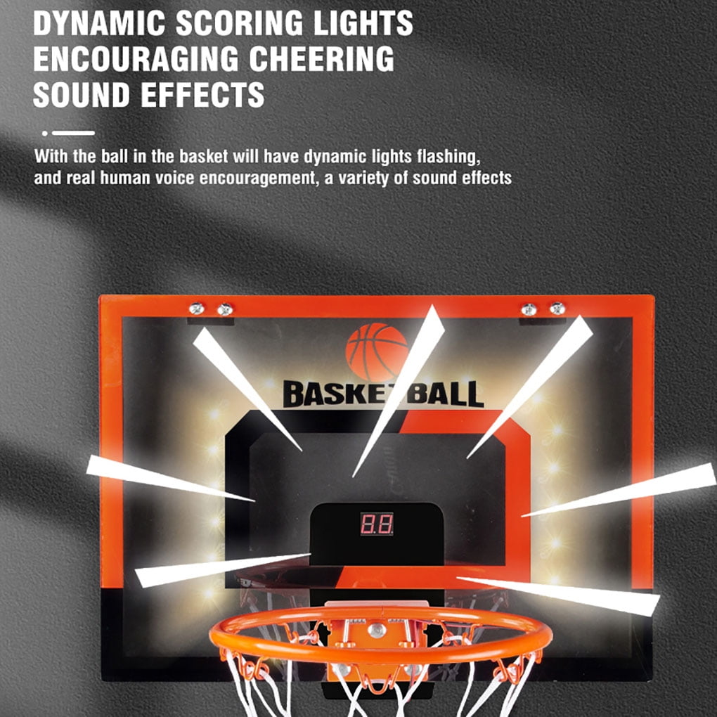 Basketball Hoops Indoor for Kids 15.7" x 11.8" - Automatic Scoring Basketball Goal Mini Basketball Hoops for Door with Lights & Sound for Kids Adults
