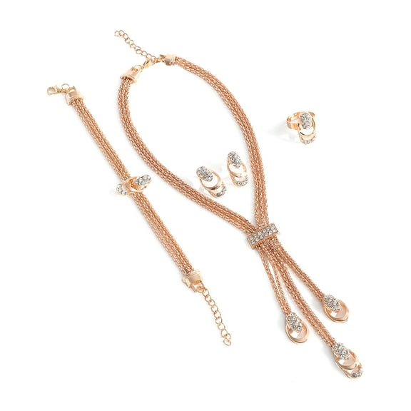 SOHI Gold-Plated Rose Gold-Toned Artificial Stones Studded Jewellery Set