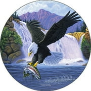 Tire Cover Central Eagle fishing for trout fish spare tire cover for 235/80r16 fits Camper, Jeep, RV, Scamp, Trailer(drop down size menu-all sizes available)