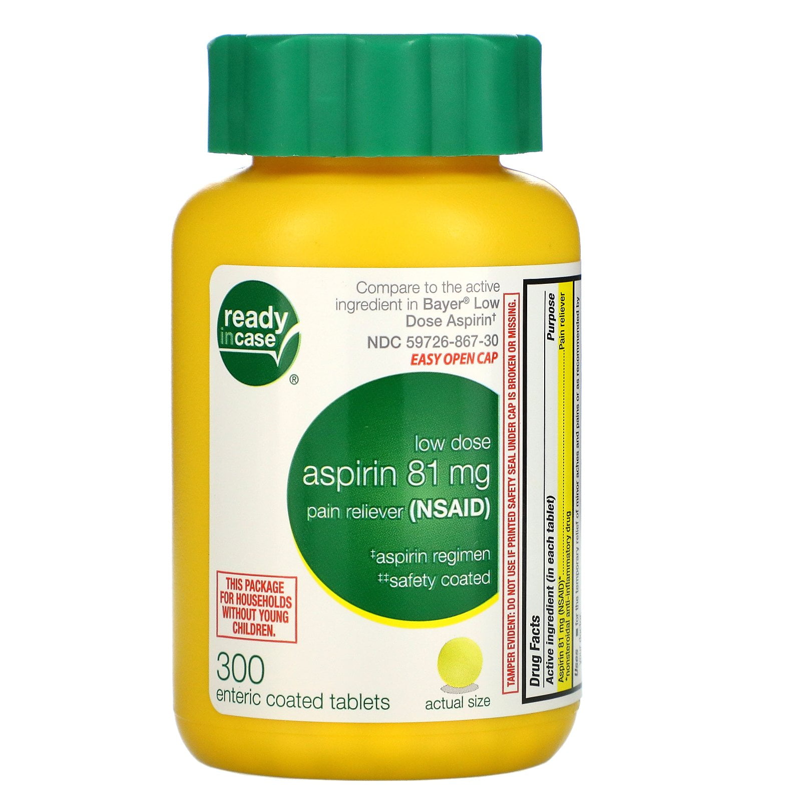 Life Extension Aspirin Adult Pain Reliever (NSAID) Low Strength 81 mg