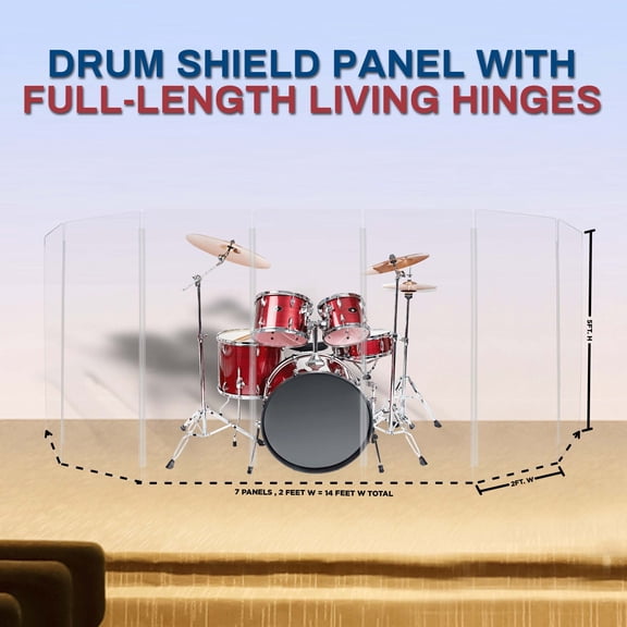 PENNZONI Drum Shield, 7 Panels & Living Hinges, 5 ft Clear Acrylic Panels