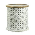 thumbnail image 4 of 18, 16 Inch Accent Tables, Round, Mango Wood, Floral Cut Out, Brown, White, Saltoro Sherpi, 4 of 6