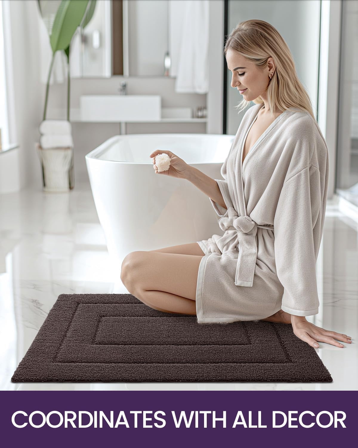 Bathroom Rug Mat, Extra Soft Absorbent Premium Bath Rug, Non-Slip Comfortable Bath Mat, Carpet for Tub, Shower, Bath Room, Machine Washable