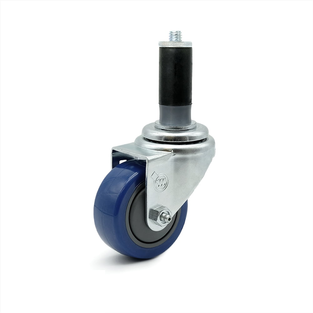 Polyurethane Swivel Expanding Stem Caster w/3" x 1.25" Blue Wheel and 1