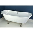 thumbnail image 2 of Aqua Eden VCTND6728NH8 67-Inch Cast Iron Oval Double Slipper Clawfoot Tub (No Faucet Drillings) in White/Brushed Nickel, 2 of 8