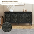 thumbnail image 4 of 62.98" Retro Hollow-Carved 4 Door Cabinet, Storage Sideboard Buffet Accent Cabinet for Living Room, Blue, 4 of 7
