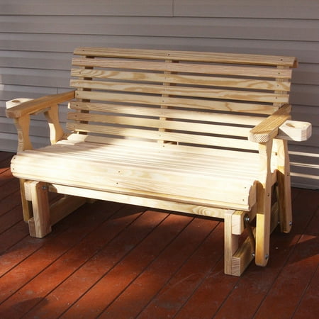Heavy Duty Rocker Guards - Amish Heavy Duty 800 Lb Roll Back Pressure Treated Porch Glider With Cupholders (4 Foot, Unfinished)