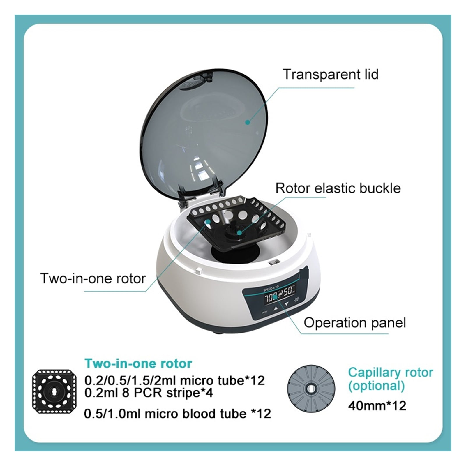 Laboratory Centrifuge Digital Plasma Centrifuge Mini Centrifuge Machine For 0.2/0.5/1.5/2ml Test Tube 4000 rpm 7000 rpm ,Easy to Operate