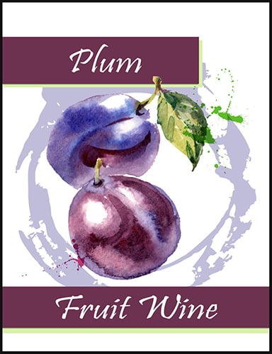 Plum Fruit Wine Bottle Labels 