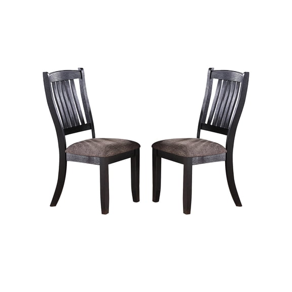 Knubmt Set of 2 Upholstered Fabric Set Side Chair Wood Frame Dining Chair for Living Room, Dining Room, Black