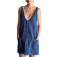 thumbnail image 1 of Salopette Courte en Denim pour Femmes, Bretelles Réglables, Jupe-Short à Taille Haute, Combinaison-Robe Décontractée en Jean, Bleu Foncé, m, 1 of 9