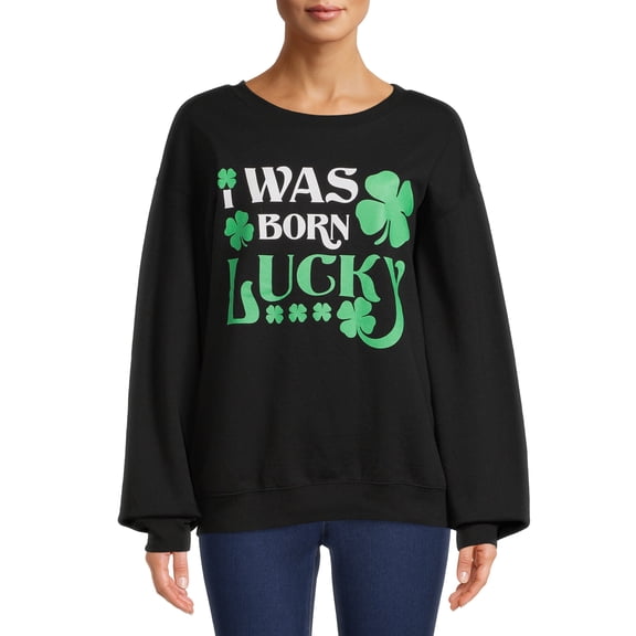 Born Lucky Juniors Long Sleeve Graphic Sweatshirt