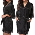 thumbnail image 4 of Mujeres Sexy Encaje Camisón Ropa de dormir Ropa interior Bata Albornoz Regalo, Negro, XL Vogacara XX000136-13, 4 of 7