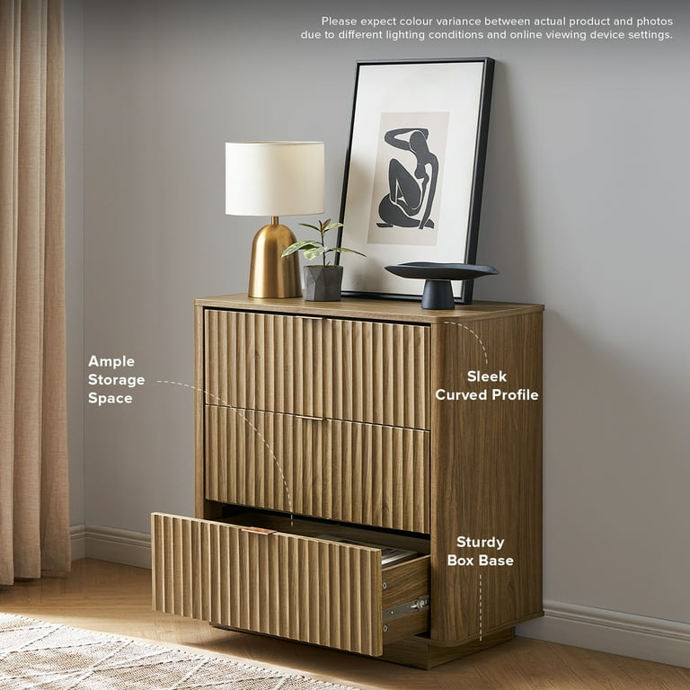 mopio brooklyn mid century modern dresser Brooklyn 3-Drawer Dresser, Natural Walnut