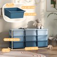thumbnail image 3 of Qaba Organisateur de Jouets pour Enfants à 3 Niveaux avec 9 Bacs de Rangement en Plastique, Bleu, 3 of 10