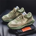 thumbnail image 3 of 1pair Men'S Fashion Street Style Casual Sneakers - Anti-Slip Thick Sole, Faux & Fabric Upper, PVC Sole for All-Season Outdoor Hiking & Daily Wear， Solid Color Loafers with Arch Support, 3 of 9