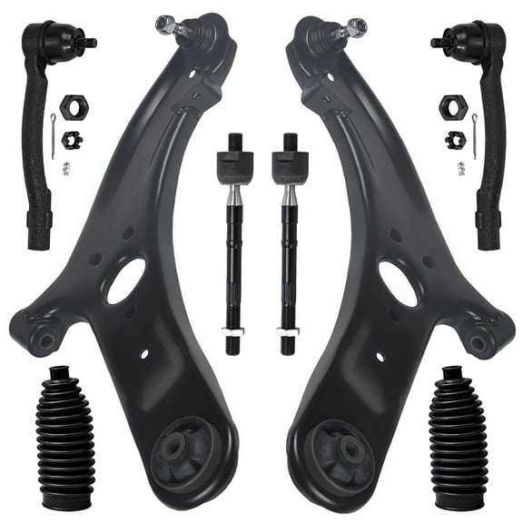 Detroit Axle - 8pc Front End Suspension Kit for Hyundai 2012-2017 Accent, 2 Lower Control Arms with Ball Joint Assembly 4 Inner Outer Tie Rod End Links 2 Boots 2013 2014 2015 2016 Replacement